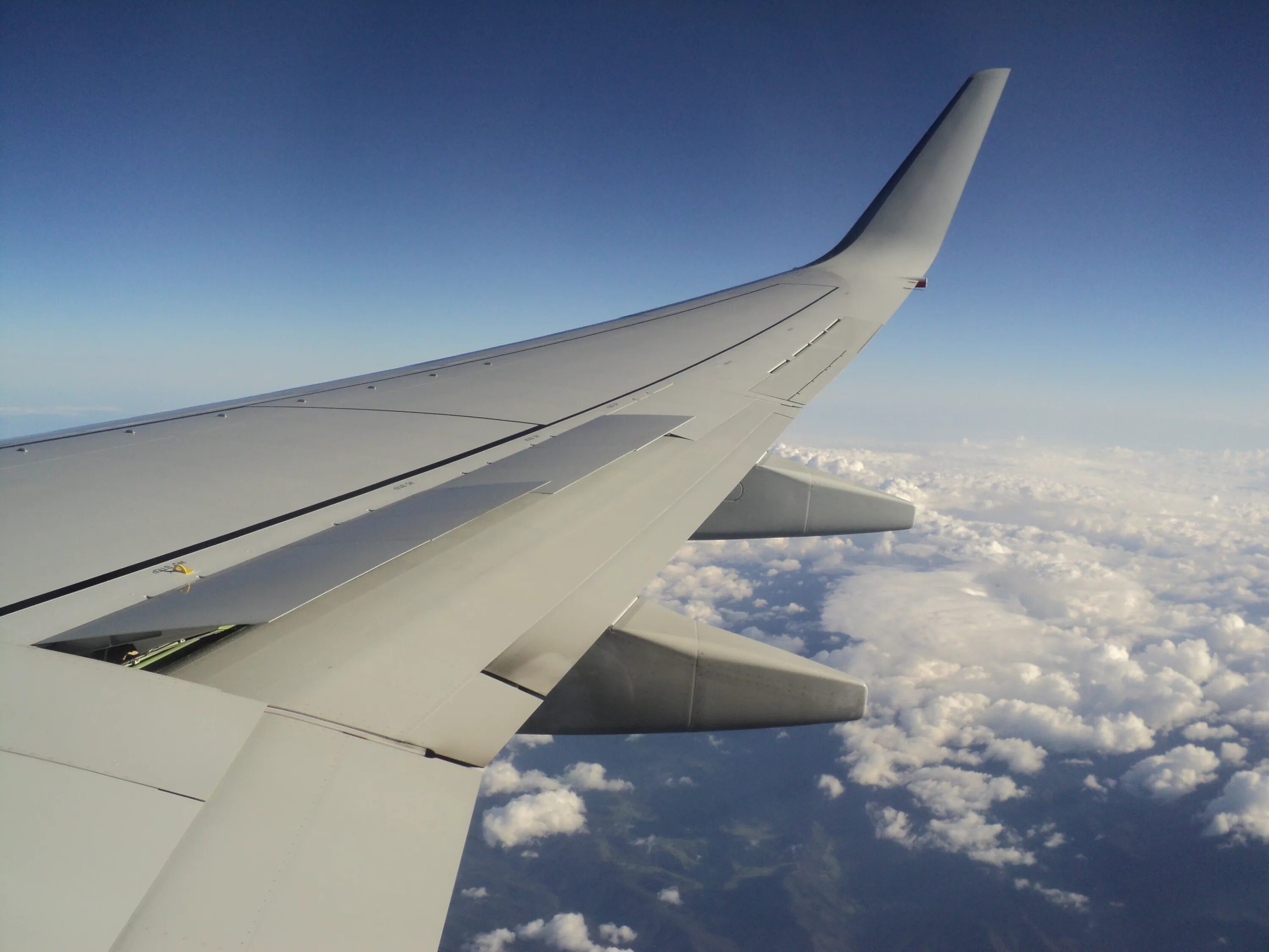 Крыло самолета фото File:Qantas Boeing 737-800 spoiler deployed for descent.jpg - Wikipedia