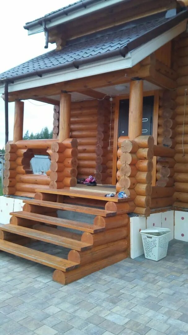 Крыльцо для бани из дерева фото Картинки КРЫЛЬЦО ИЗ БРЕВНА