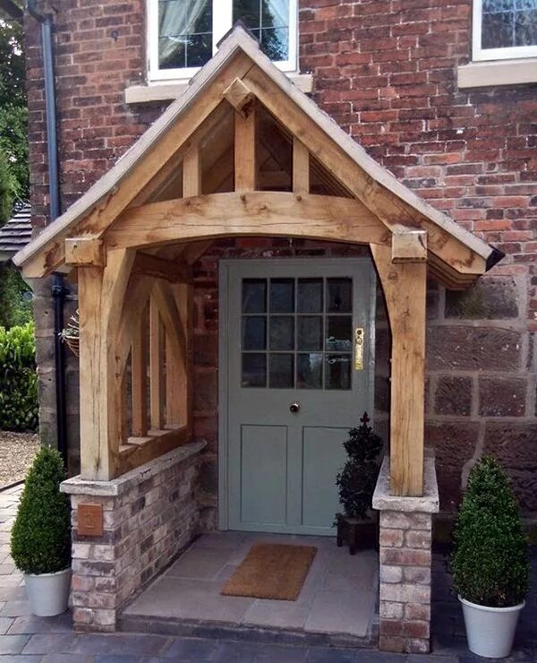 Крыльцо дома из дерева фото 40 Lovely Door Overhang Designs for Every Home Cottage front doors, House with p