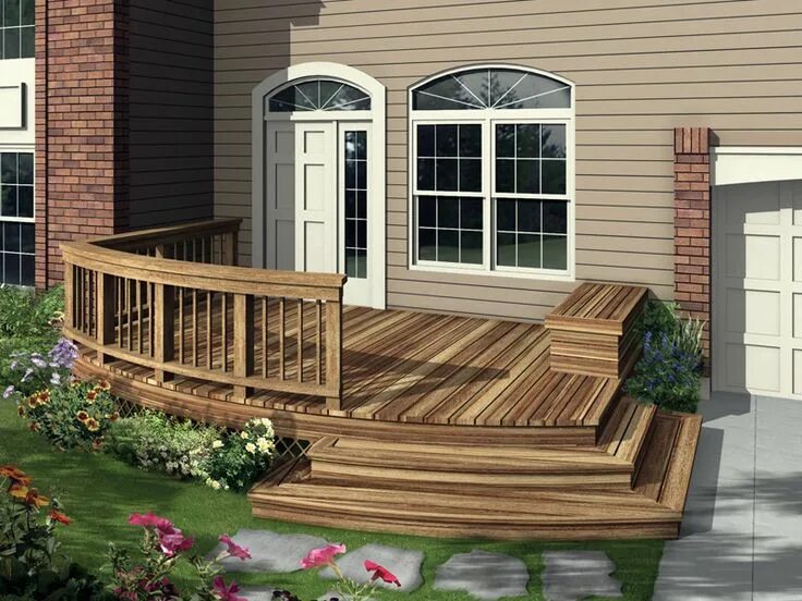 Крыльцо дома из дерева фото Adenstein Curved Deck Curved deck, House deck, Building a deck
