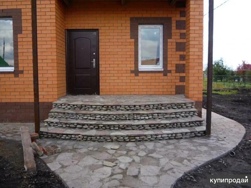 Крыльцо из брусчатки для частного дома фото Устройство дорожек в Тамбове