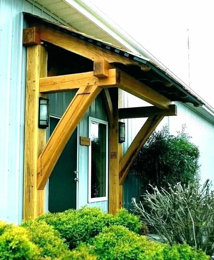 Крыльцо с односкатной крышей фото How To Build A Front Door Overhang - GokturkgazetesiCom Eksterior rumah, Atap te