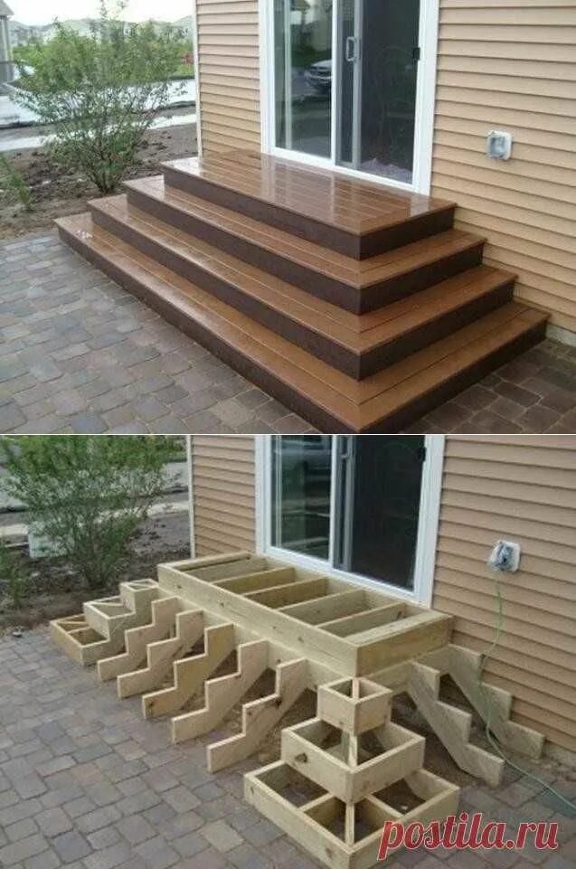 Крыльцо ступеньки своими руками фото разное своими руками ПО ДЕРЕВУ Diy patio, Patio steps, Patio stairs