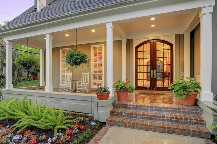 Крыльцо в частном доме дизайн фото 3401 Robinhood, West University Place, TX 77005 Porch design, House front porch,