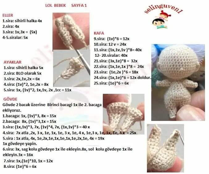 Кукла лол крючком амигуруми схемы 05058020185 adlı kullanıcının Amigurumi panosundaki Pin Örme bebekler, Örgü oyun