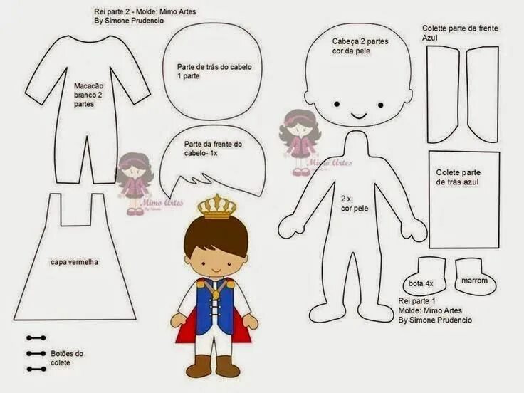 Кукла мужчина в доме выкройка Conto de Fadas - MOLDES Princesas de feltro, Pequeno principe em feltro, Padrões