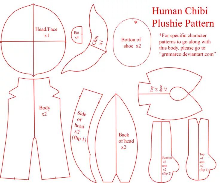 Кукла омодоки выкройка Human Chibi Plushie Pattern by GrnMarco.deviantart.com on @DeviantArt Plushie pa