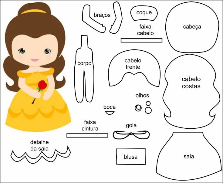Кукла принцесса выкройка Princess disney felt mold Poupée en feutrine, Artisanat en feutre, Modèles de po