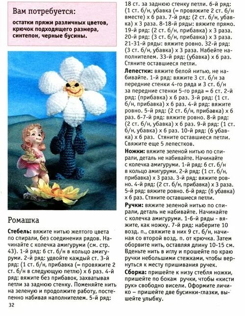 Кукла ромашка крючком схема и описание амигуруми Схема вязания: Ромашка Цветы крючком - petelka.net Zelda characters, Character, 