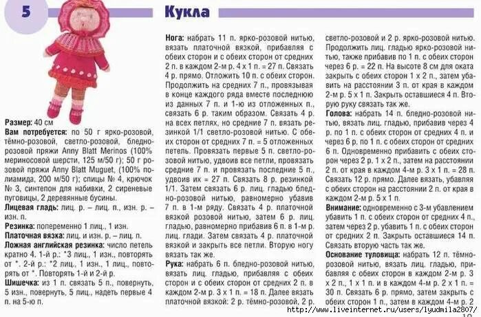 Кукла спицами описание и схема бесплатно Вязаные куклы спицами: мастер-класс с описанием и схемой