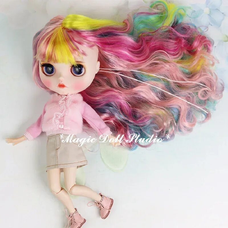 Кукла цветной бул 21 стр 6 фото MK002 Blythe Make Up Doll цветные длинные волосы с Make up Face Blyth платье кук