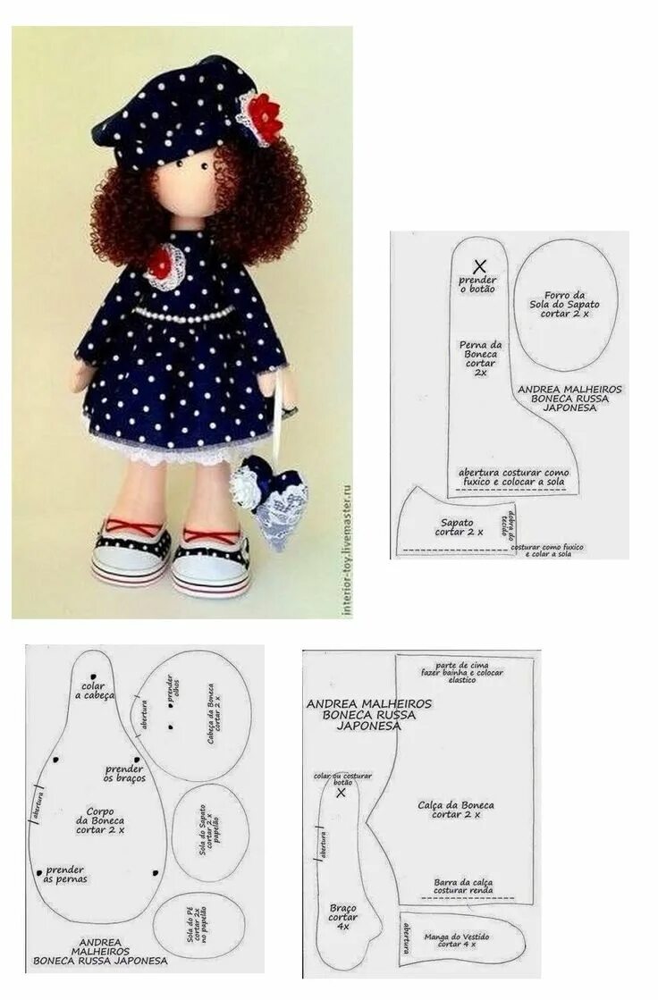 Кукла текстильная ручной работы выкройки Pin de Tarentulove n em 7 POUPEE PATRON Bonecas de pano, Diy boneca, Costurando 