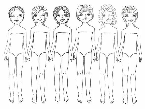 Куклы для мужчин широкие бедра прическа каре Printable Paper Dolls-paper Dolls to Color-digital Paper Dolls-pdf Instant Downl