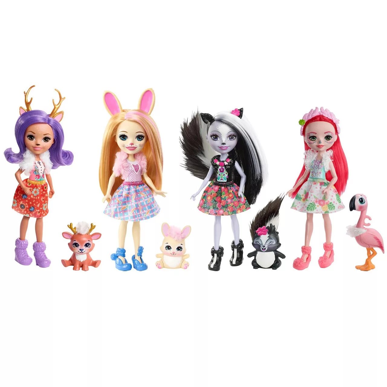 Куклы энчантималс имена и фото на русском Набор из 4 кукол Энчантималс (Enchantimals 4-Pack Happy Friends Collection Doll)