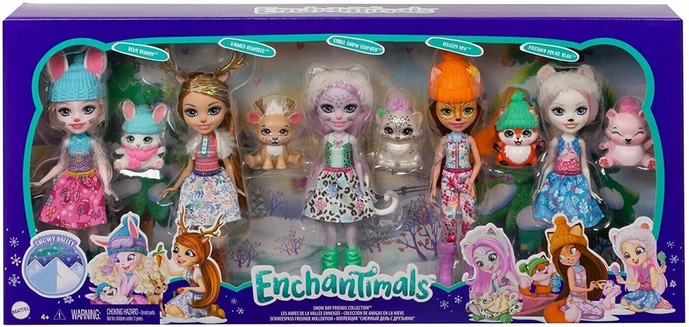 Куклы энчантималс имена и фото на русском Набор 5 кукол Enchantimals Снежный день - купить в интернет-магазине OZON с быст