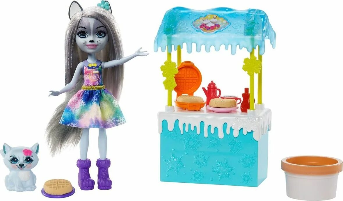 Куклы энчантималс все куклы фото с именами Кукла Mattel Enchantimals Прилавок с горячим какао, с питомцем, GJX35_GJX37 - ку