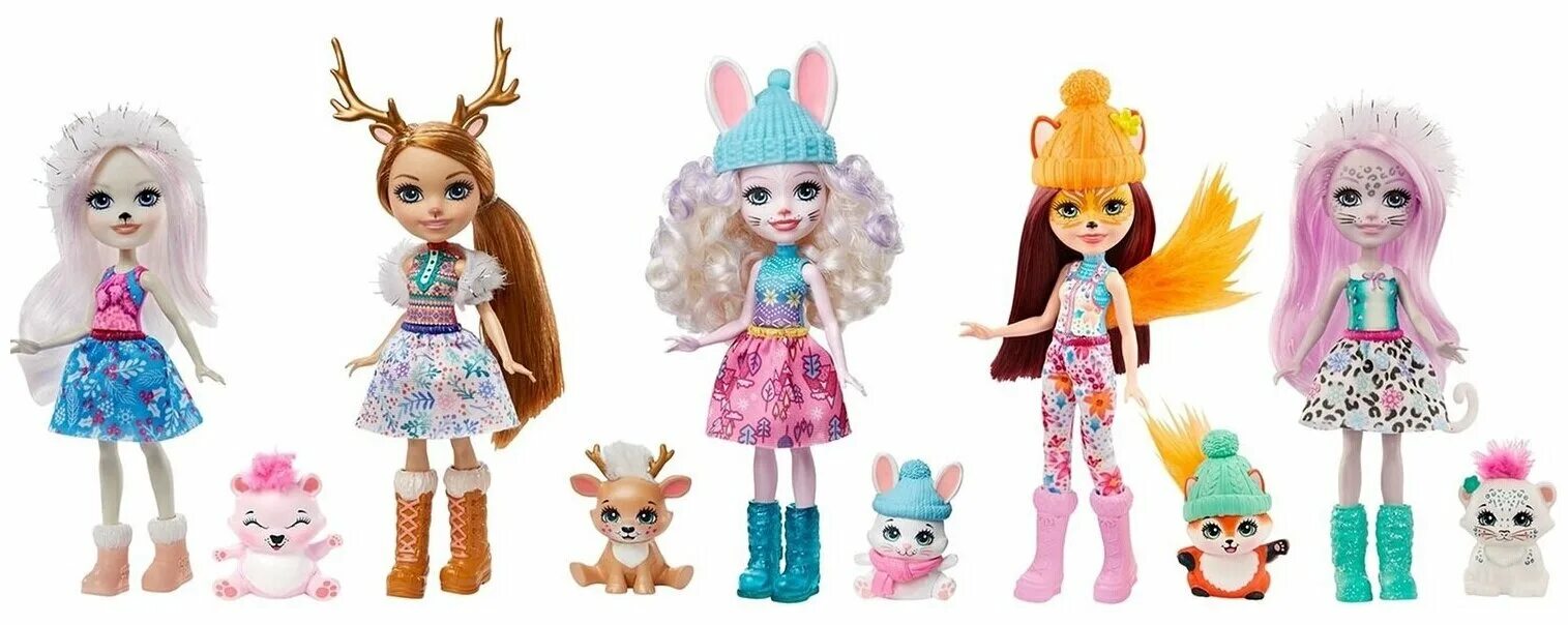 Куклы энчантималс все куклы фото с именами Набор Mattel Enchantimals Снежный день с друзьями, 15 см, GBX20 купить по лучшей