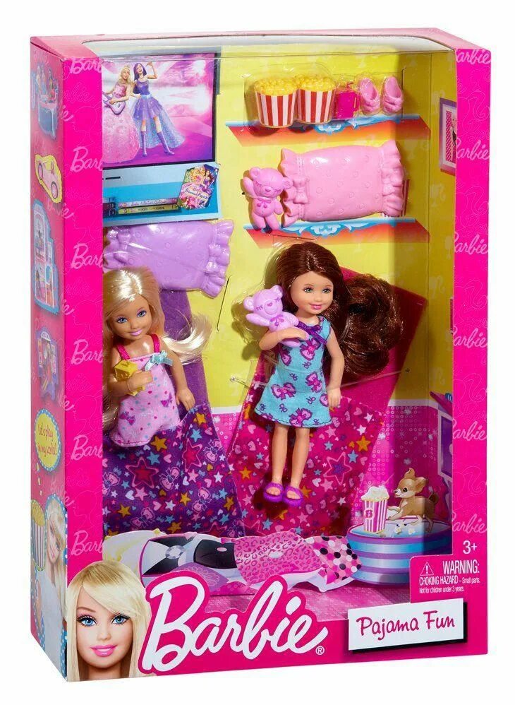 Куклы фото наборы Pajama Party with Chelsea and Friend Barbie Sisters Play Collection Barbie Fashi