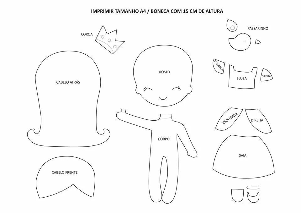 Куклы из фетра своими руками с выкройками boneca feltro 15 cm! Felt crafts, Felt crafts patterns, Felt doll patterns