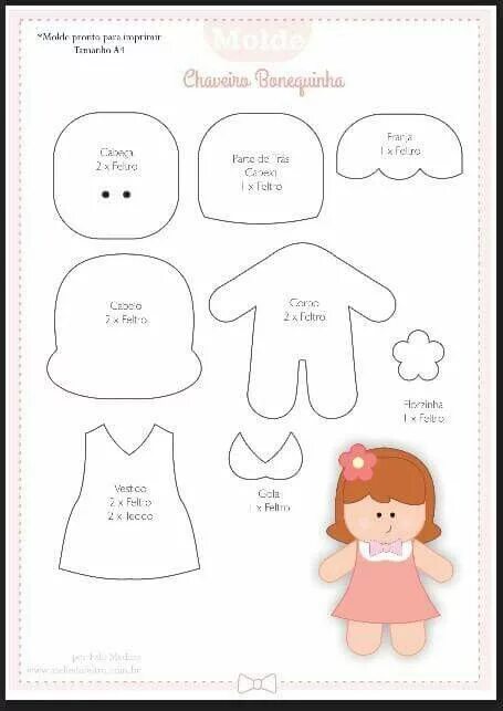 Куклы из фетра своими руками с выкройками Pin by Mommy's Happy on Felt (With images) Felt doll patterns, Felt crafts patte