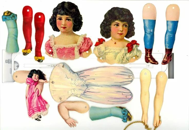 Куклы из картона фото Articulated paper dolls ca.1900 Paper dolls, Vintage paper dolls, Antique paper