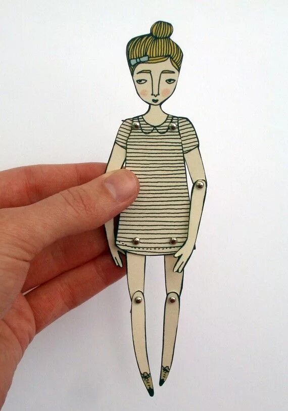 Куклы из картона фото Miniature Moveable Paper Doll - Etsy Paper dolls, Paper puppets, Art dolls