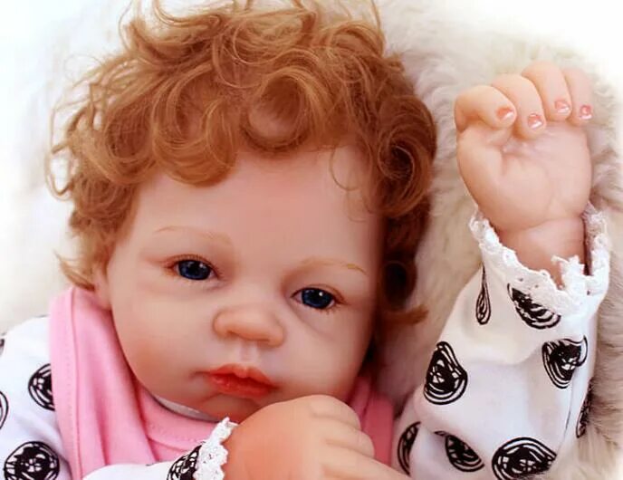 Куклы как живые дети фото Fashion trend curly hair Soft Silicone Vinyl 53cm Dolls Reborn Babies Lifelike G