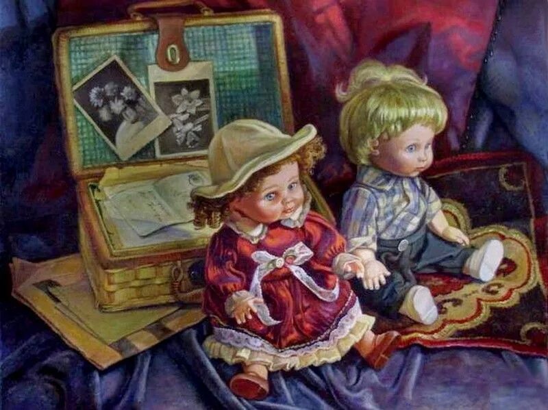 Куклы картины фото Elena Shumakova -- Dolls & Сhest (800x599) Картины, Художественные куклы, Художн