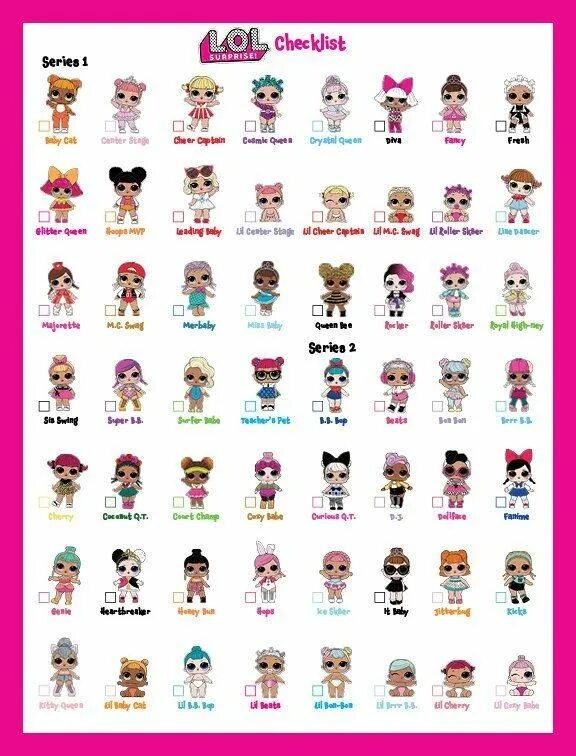 Куклы лол имена на русском с фото Checklist of LOL Dolls Pink and White Characters