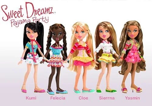Куклы название и фото Bratz Sweet Dreamz Pajama Party / Yasmin, Cloe, Felicia, Siernna, Kumi. Фотограф