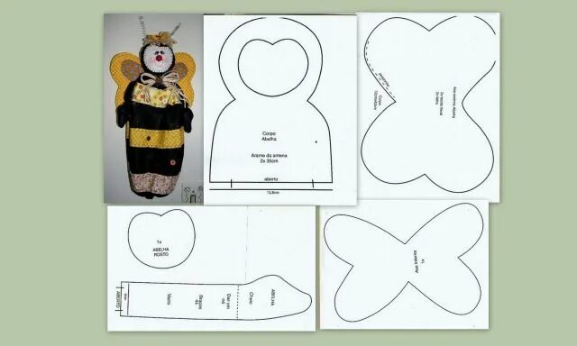 Куклы пакетницы выкройка с размерами K_paket-bee (640x384, 49Kb) Выкройки, Ткань, Создание поделок