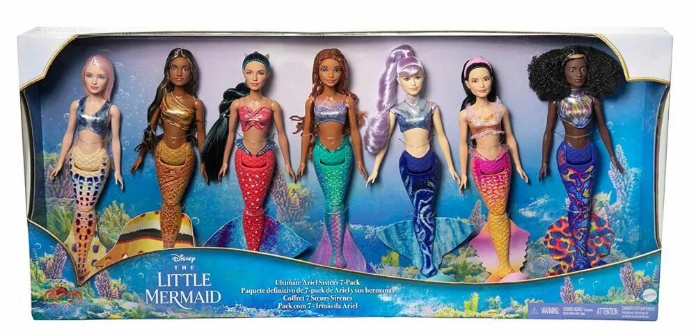Куклы русалки фото Характеристики Набор кукол Mattel Disney 2023 фильм Русалочка Сестры Ариэль 7 ку