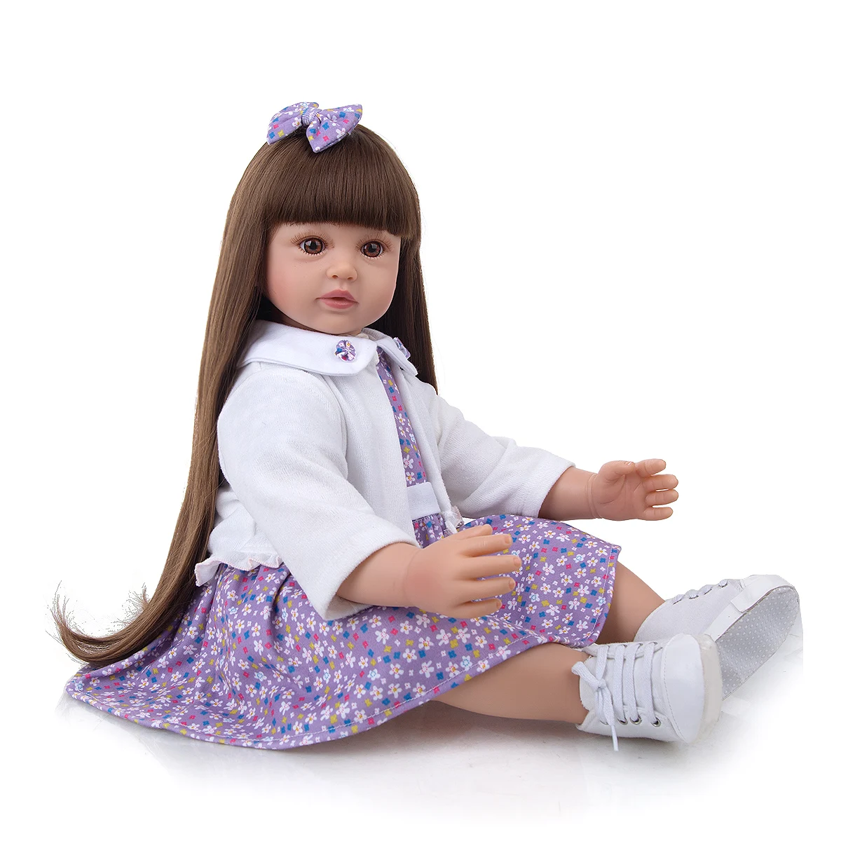 Куклы супер фото Boneka Super dengan Rambut Panjang 24 Inci, Boneka Reborn 60 Cm Badan Kain Reali