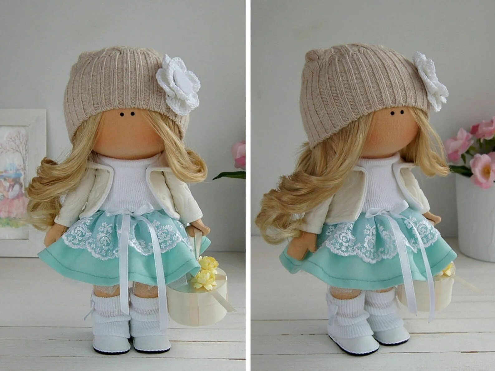 Куклы текстильные интерьерные фото Fabric doll Handmade doll Tilda doll Interior doll Bambole Bonita Green doll Sof