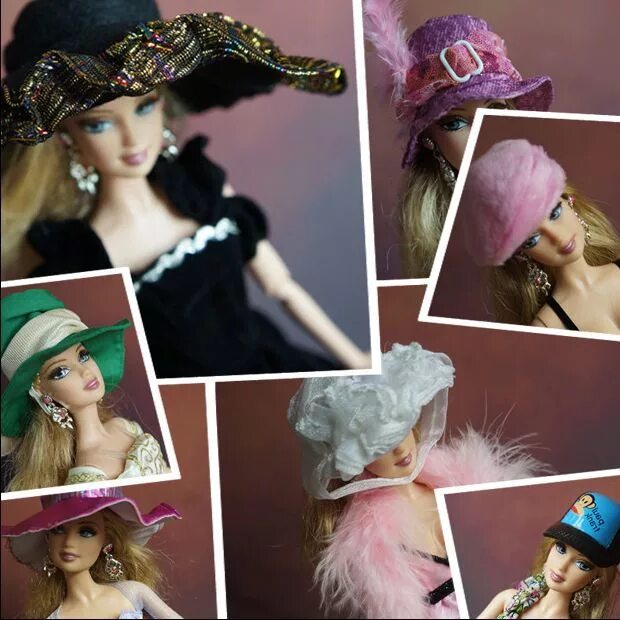 Куклы в черных шляпках фото 5pcs/lot Doll Hats Mix Different Styles Fashion Peaked Cap DIY Accessories For B