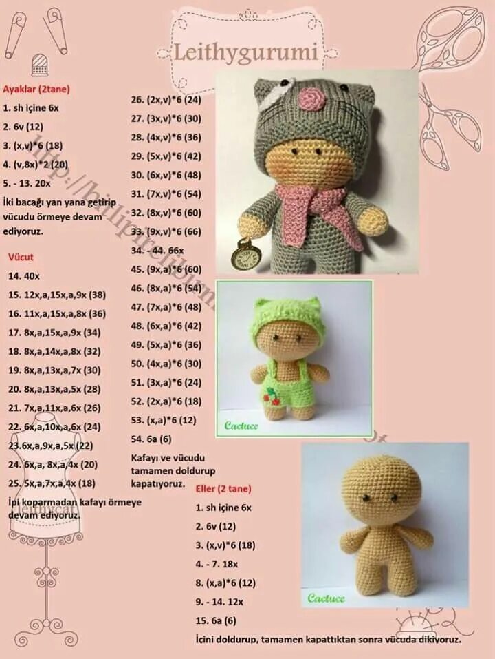 Куколки связанные крючком схемы Оля adlı kullanıcının Bambole e vestiti panosundaki Pin Baby knitting patterns, 
