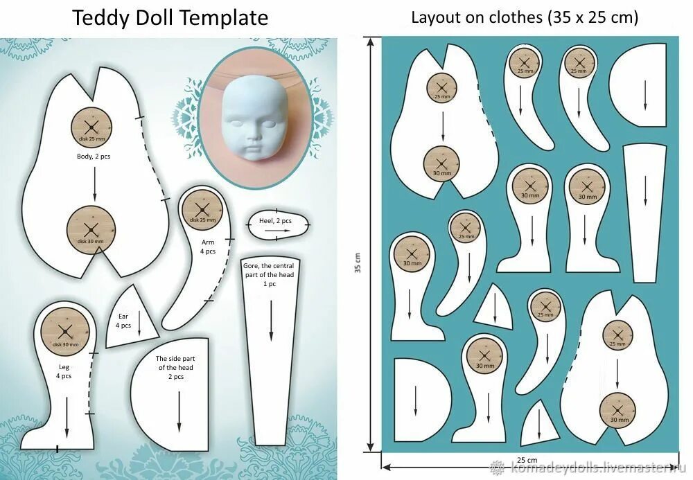 Кукольные игрушки выкройки Sewing Christmas Teddy Dolls in Suits: DIYs в журнале Ярмарки Мастеров