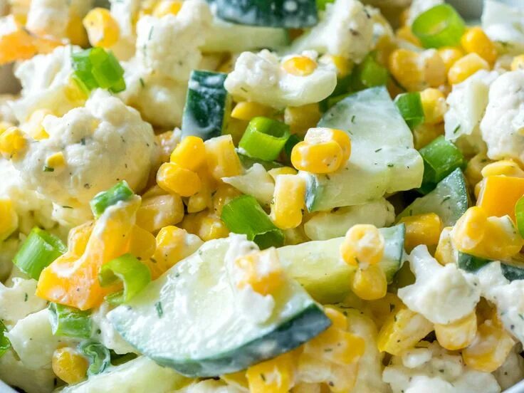 Кукуруза салаты рецепты с фото простые Corn, Cauliflower and Cucumber Salad Recipe Bright line eating recipes, Quinoa s