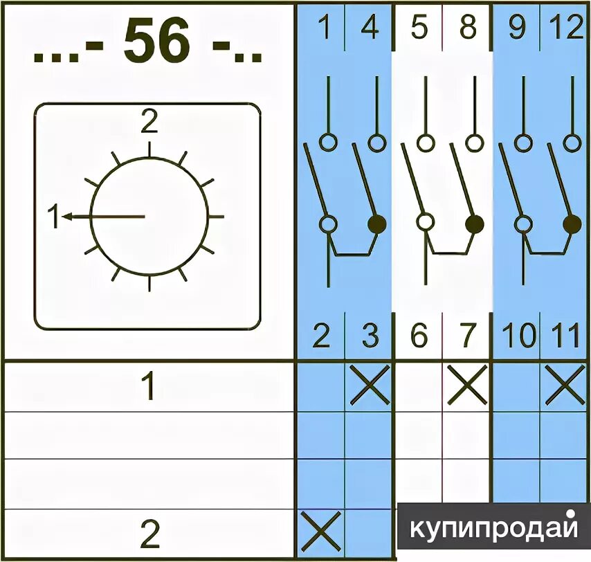 Кулачковый переключатель схема подключения с пояснениями 4G10 56 U 3 п 10А кулачковый переключатель в Челябинске