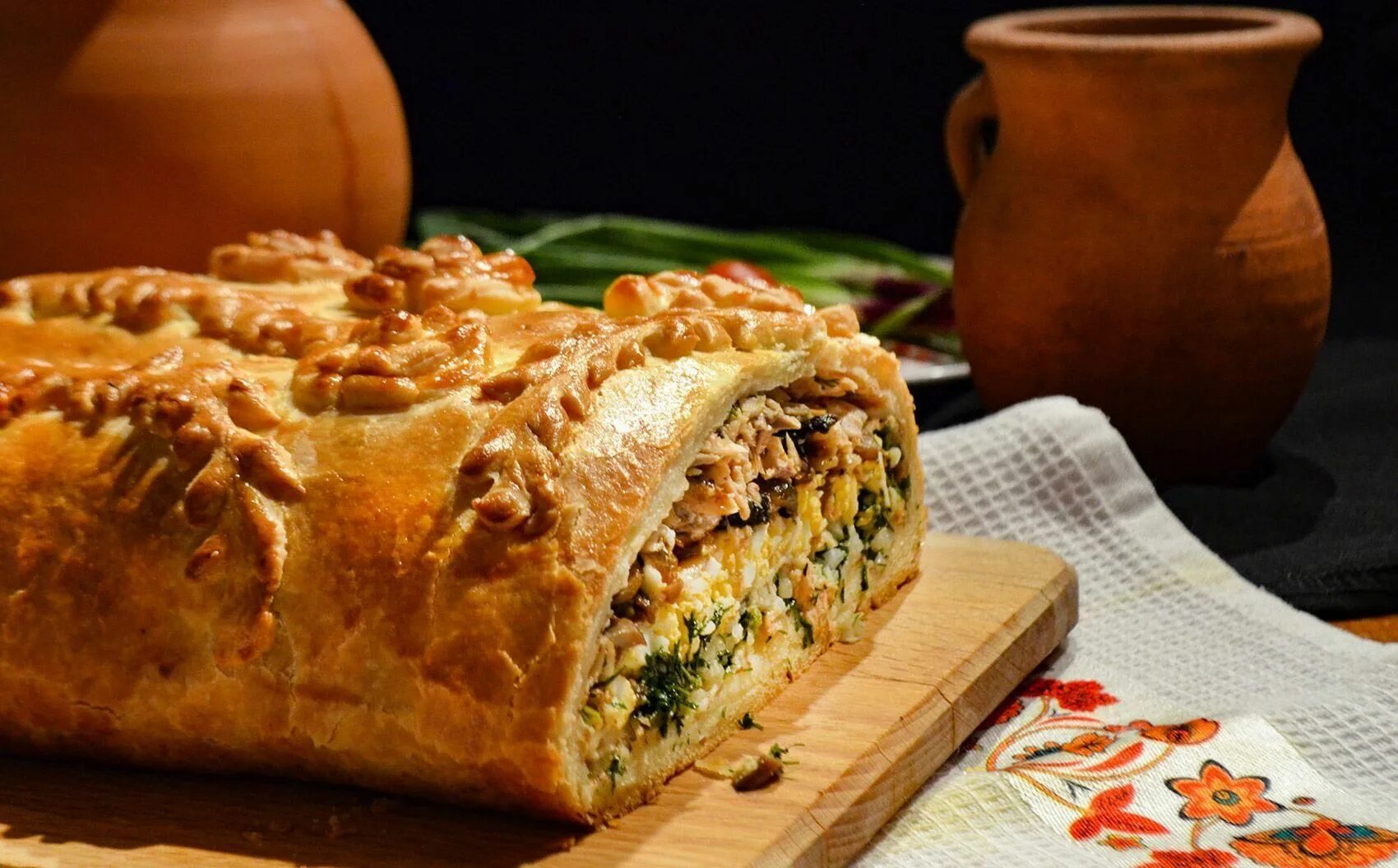 Кулебяка с мясом фото Легенды и факты "Мозаика старинных блюд - Пироги с визигой" 2022, Тетюшский райо