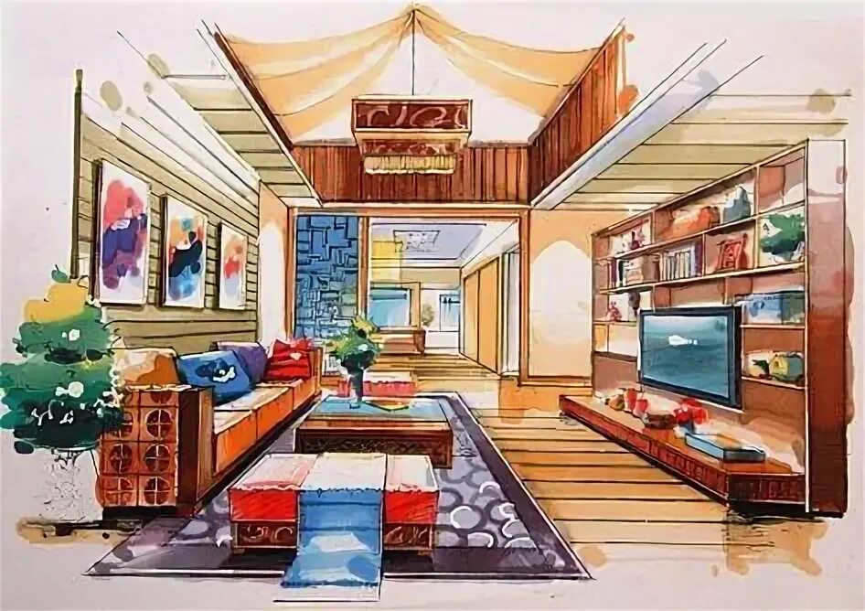 Культура дома дизайн и технологии 7 класс 29 透 視 圖 ideas interior design sketches, interior design drawings, interior desi