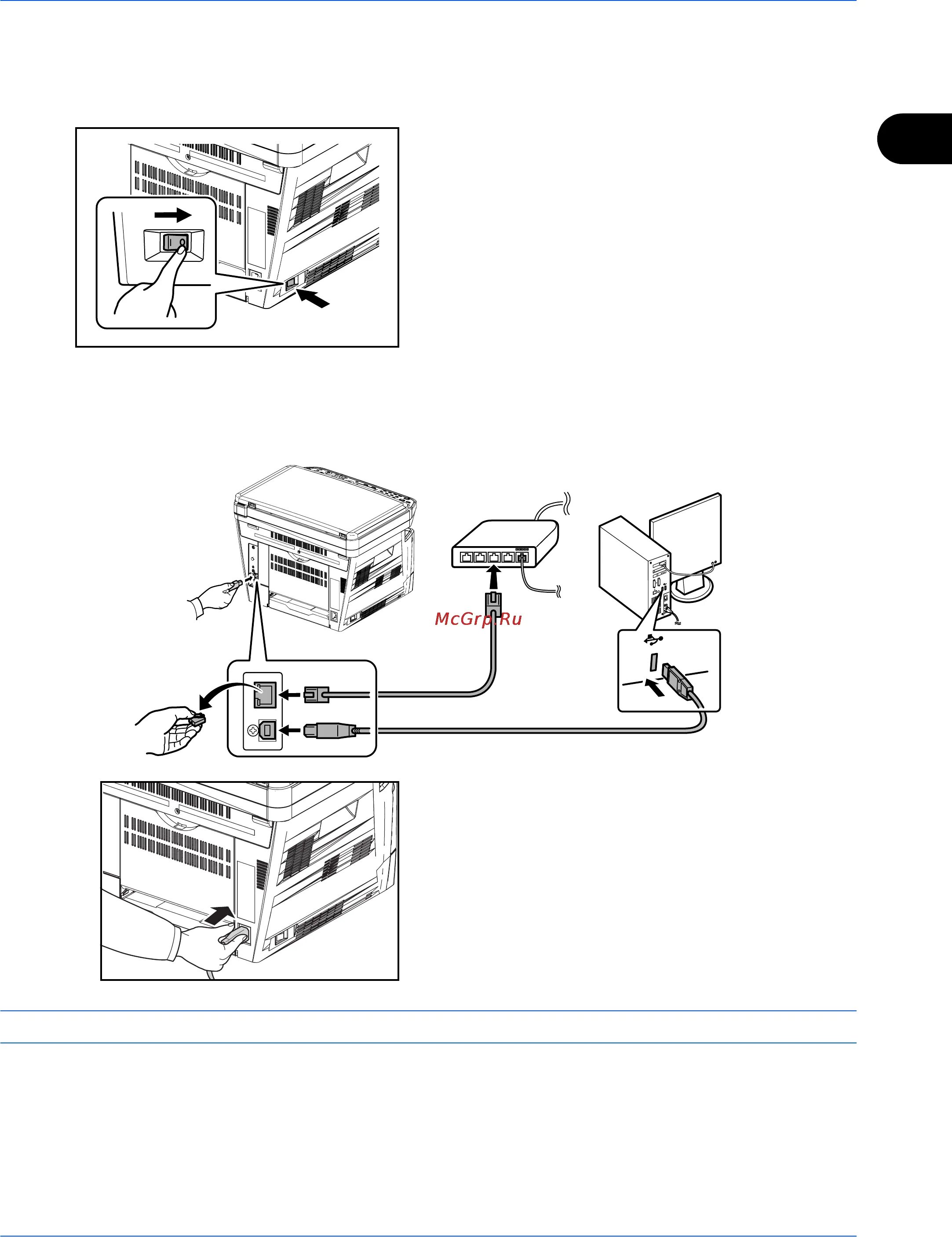 Куосера как подключить к компьютеру Kyocera FS--1028_1128MFP 37/161 Подсоединение кабелей