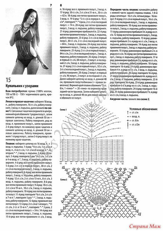 Купальник вязаный крючком слитный схема купальник: фотография в альбоме Схемы - Страна Мам Купальник, Вязание, Вязание к