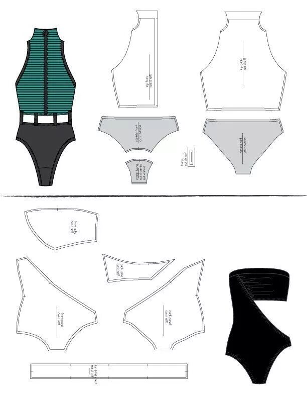 Купальник выкройка скачать pattern swimsuit Patrón de ropa interior, Moldes de ropa, Patrones de costura