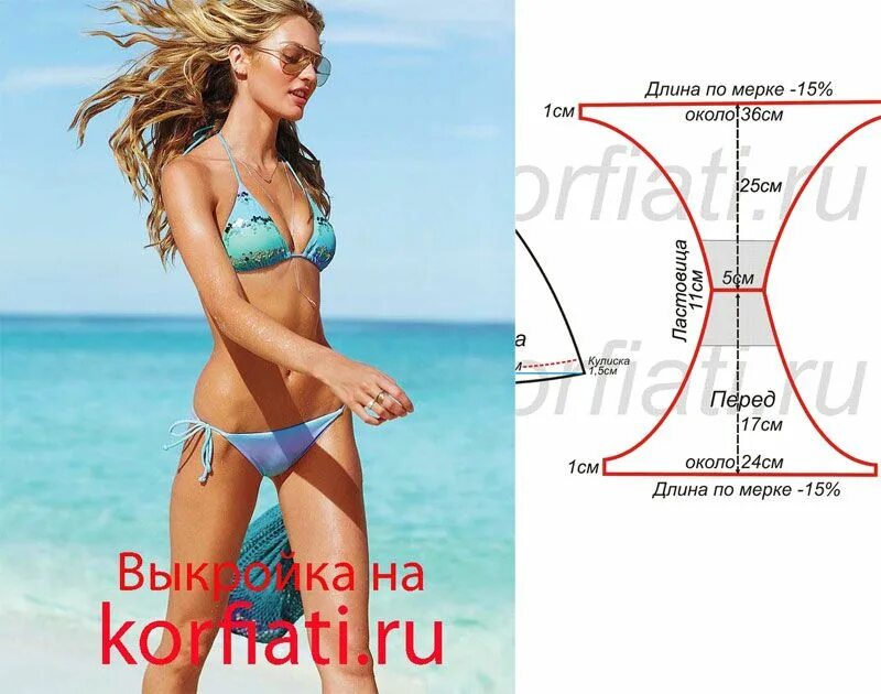Купальники своими руками выкройки Выкройка бикини от Анастасии Корфиати Купальник своими руками, Узор купальника, 