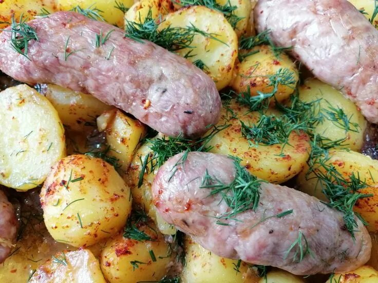 Купаты с картошкой рецепт с фото Картошка с купатами в духовке Receita