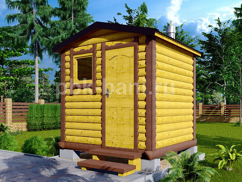 Купить баню рассрочка фото Мобильная баня из бруса "Марта" 2x2.25 в Москве с доставкой по всей России "ПБК-