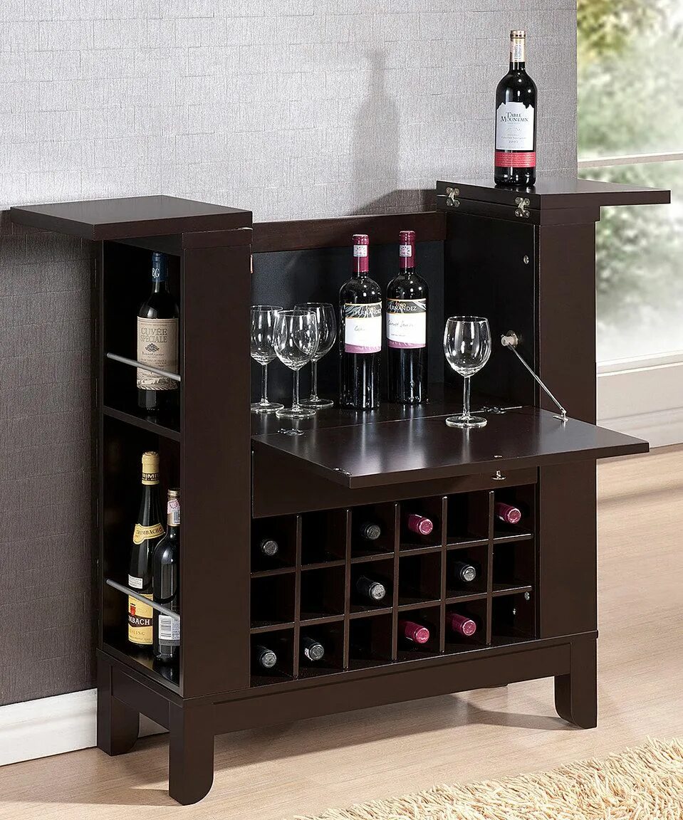Купить бар фото Brown Modesto Dry Bar & Wine Cabinet Amerikan barlar, Ev barı, Minibar