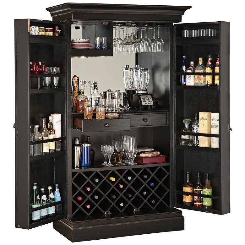 Купить бар фото Sambuca 75" High Worn Black 2-Door Wine and Bar Cabinet - #9K365 Lamps Plus Wine