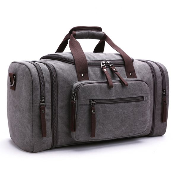 Купить большую сумку для путешествий смотреть фото Waterproof Waxed Canvas Men Travel bag Genuine Leather Men Luggage Bag carry on 